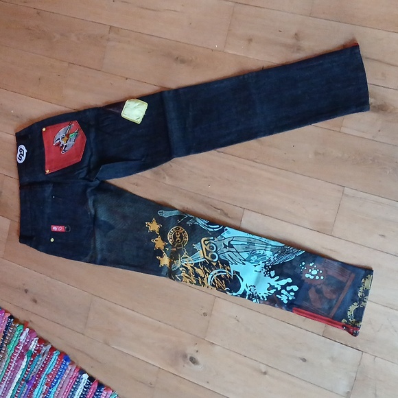 DC Comics Lot 29 Womans Hawkgirl Embroidered & Screen Printed Blue Jeans Size 5 - Picture 4 of 7